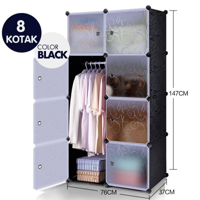 

Lemari plastik rak buju rak serbaguna lemari pakaian 8 pintu stock ready