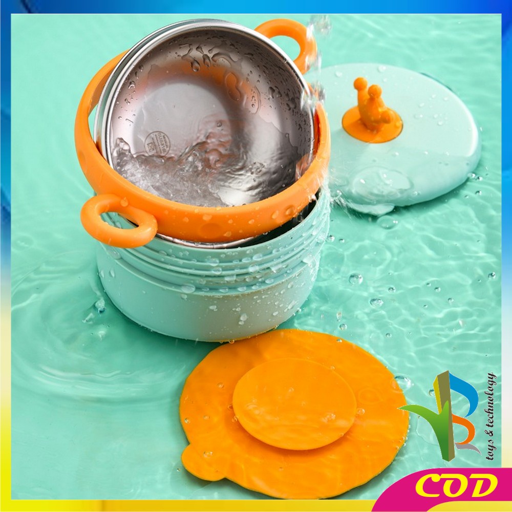 RB-C351 Mangkok Cangkir Stainless Crown Fresh Bowl Set Mangkok Makan Stainless Steel + Tutup / Mangkok Sup Tempat Makan Mie Instan / Mangkuk Stainless Anti Bocor