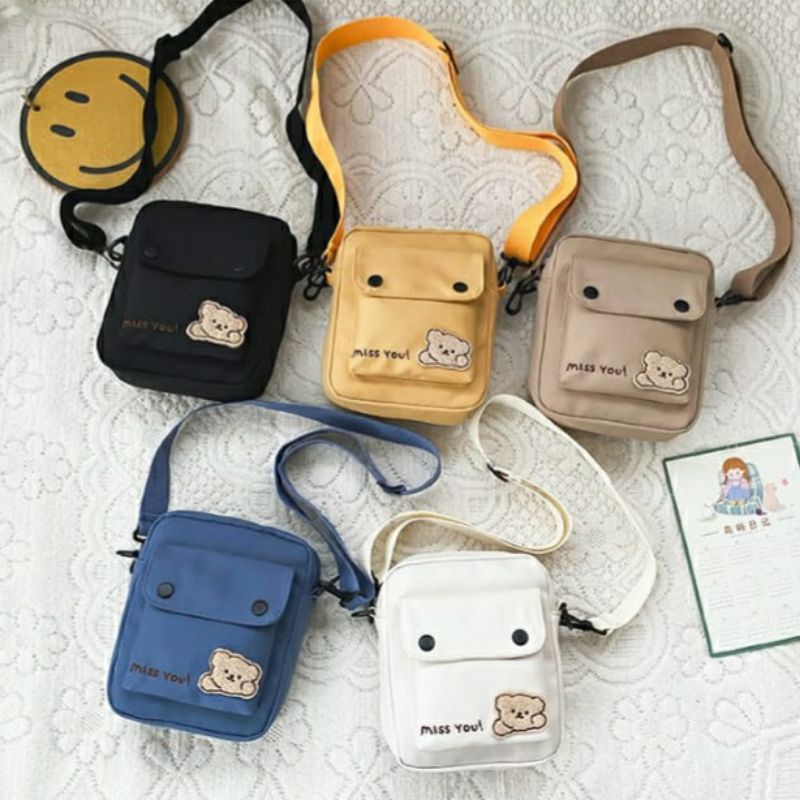 dem_sare / DS1189 MISSYOU  Tas Selempang Mini Wanita Tas selempang kanvas korean mini sling bag canvas tas hp