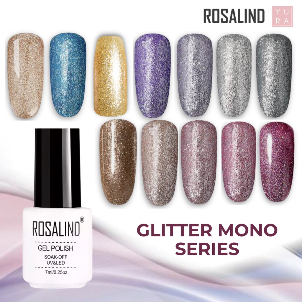 Rosalind Kutek Gel Polish UV LED Glitter Mono &amp; Rainbow