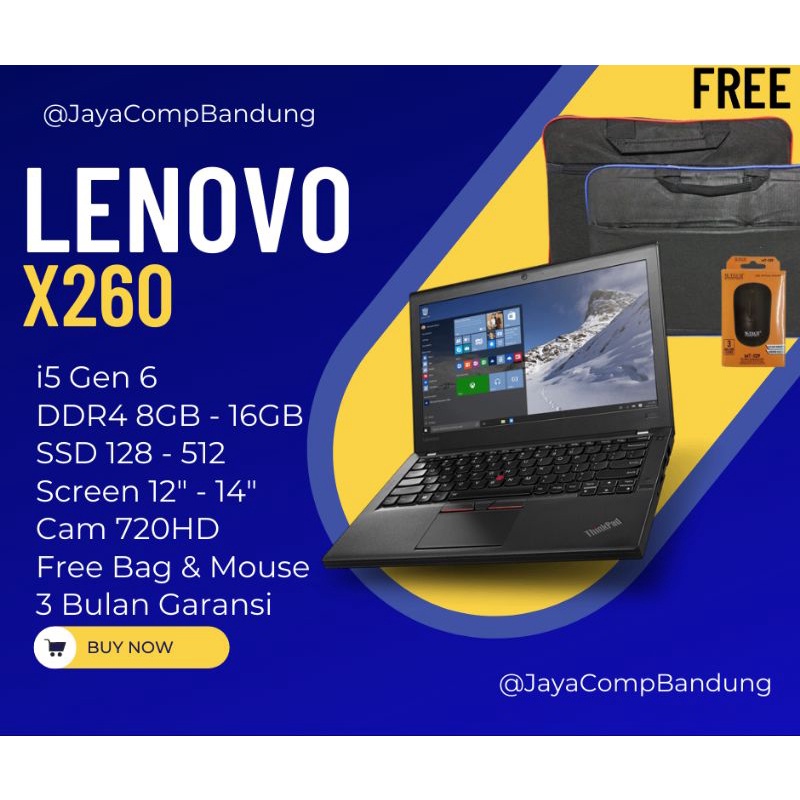 Laptop Second Lenovo Thinkpad X260 / Thinkpad T440 T450 Core i5 RAM 8GB SSD 256GB