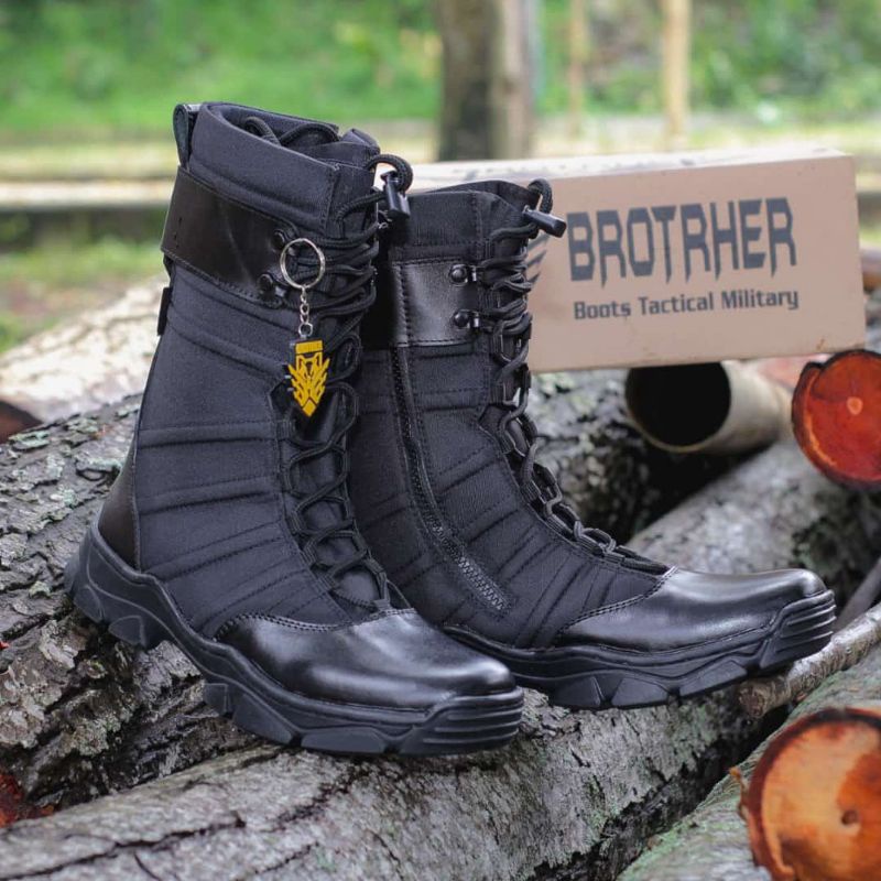 SEPATU PDL KULIT TNI POLRI SEKURITY OUTDOR HIKING GUNUNG TINGGI 8 INCHI KORDURA ANTI AIR PAKAI RESLETING OUTSOL KARET SUDAH DI SOL KUAT