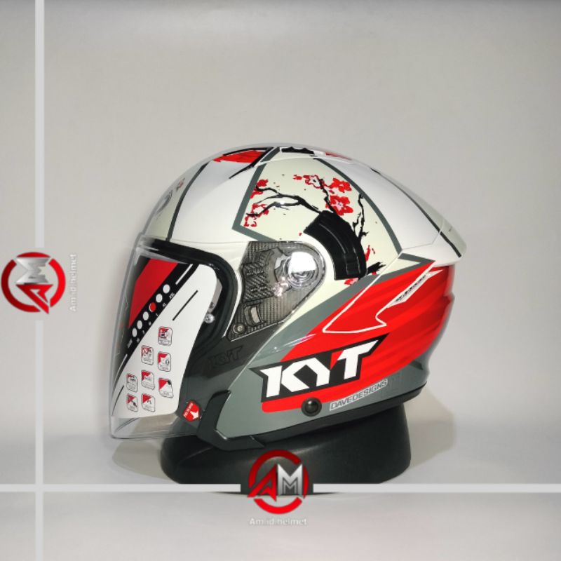 HELM KYT NFJ XAVI SAKURA DOUBLE VISOR KYT HELM NFJ MOTIF HALF FACE