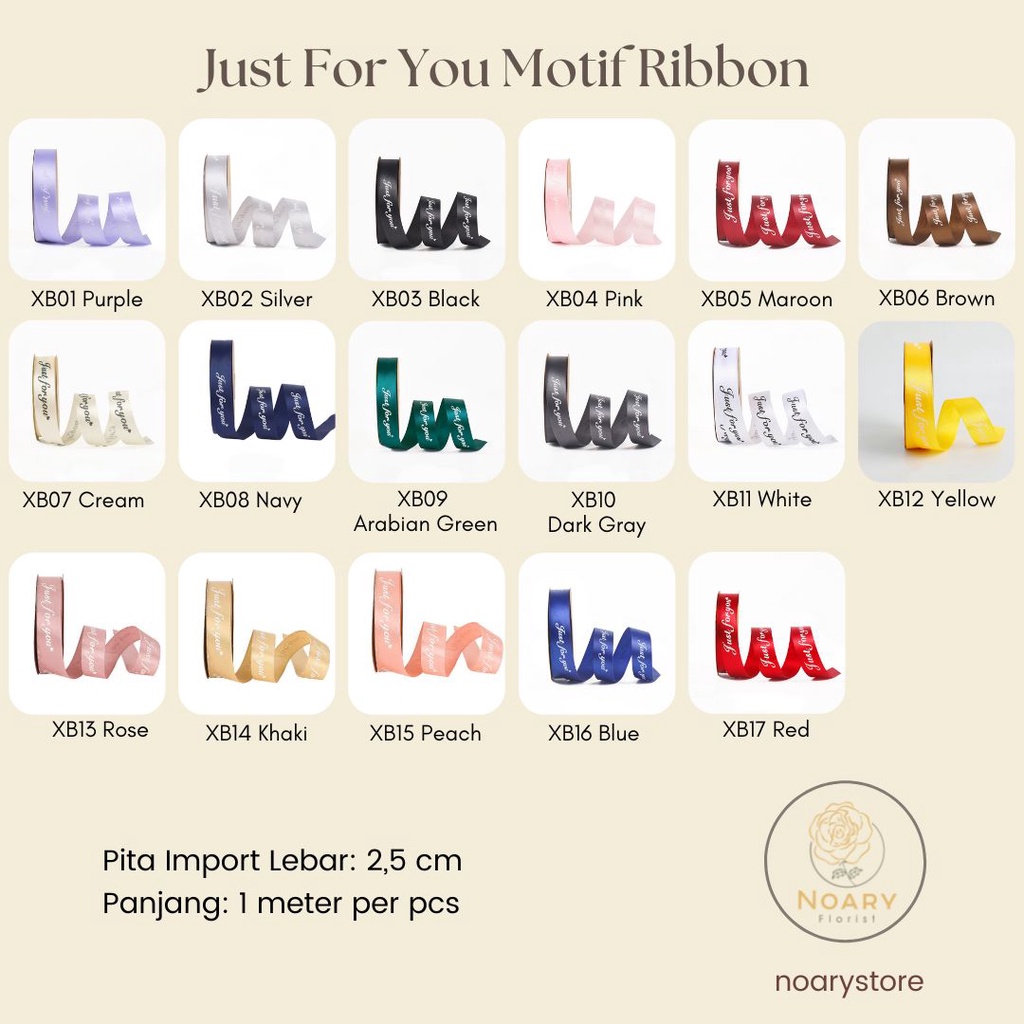 Just For You Motif Ribbon Pita Kado Pita Bunga