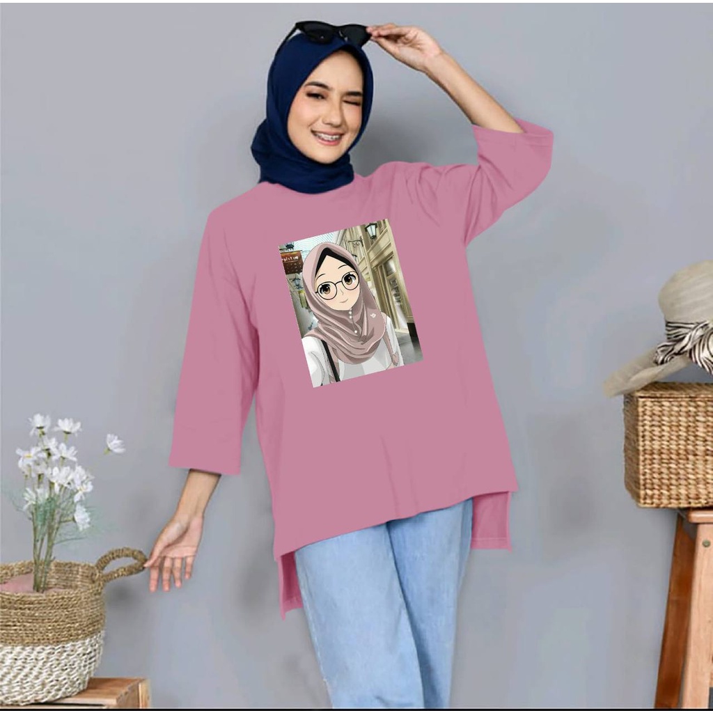 KIYOREN BAJU TUNIC MUSLIM JUMBO XXL WANITA DEWASA TUNIC OVERSIZE LENGAN 7/8