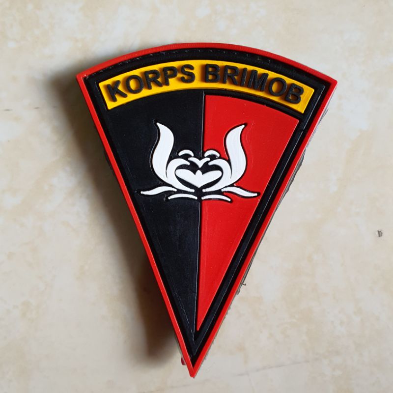 patch rubber logo korps brimob / polisi / polri / police / tempelan emblem karet velcro