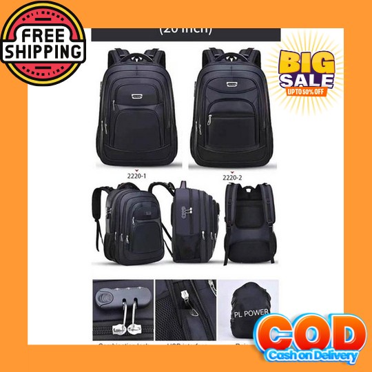 Tas Ransel Pria Polo Hiero 71004 Tas Sekolah Laptop (Free Extension Usb + Rain Cover) Ransel Backpac