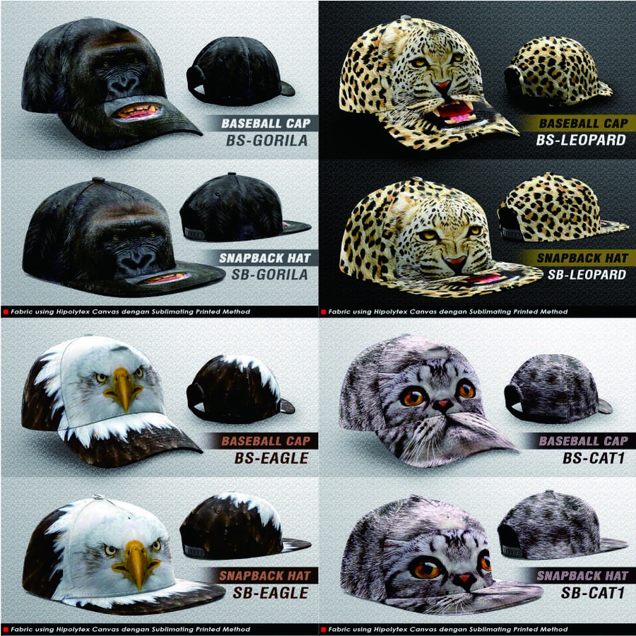 TOPI HEWAN. TOPI MOTIF WAJAH HEWAN 3D