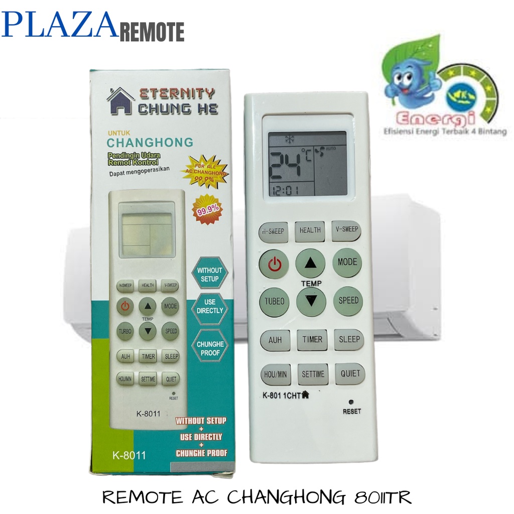 REMOTE AC CHANGHONG MUTLFUNGSI SPLIT INVERTER LANGSUNG PAKAI 8011TR