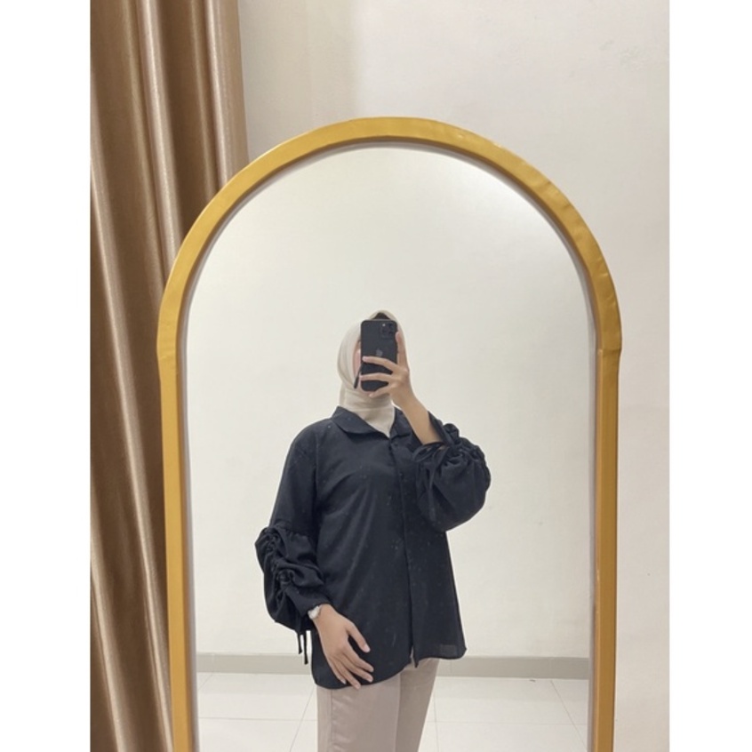 GFS LUNAMAYA CRINCLE BLOUSE ATASAN WANITA CRINCLE LENGAN SERUT AKTIF