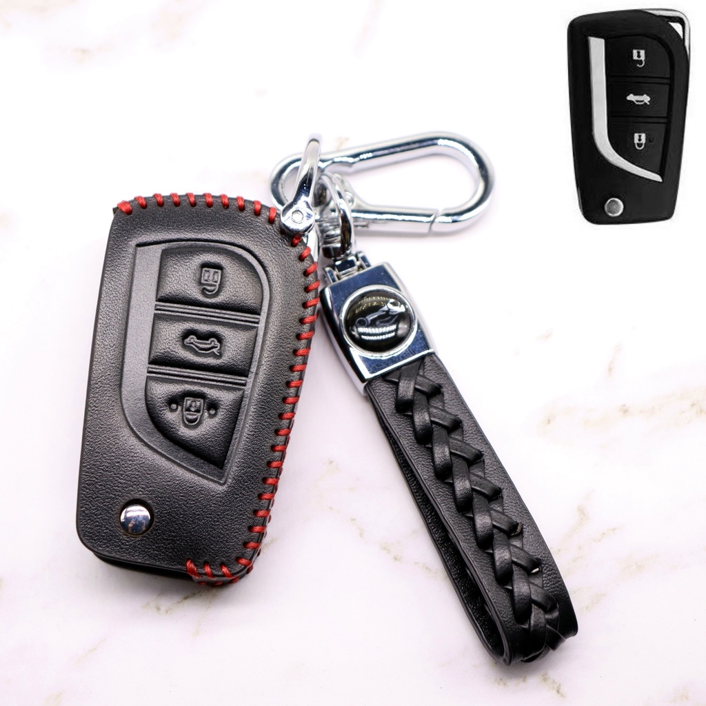 Casing Kunci remote Mobil keyless Bahan Kulit Untuk Toyota Altis / Camry / Harrier