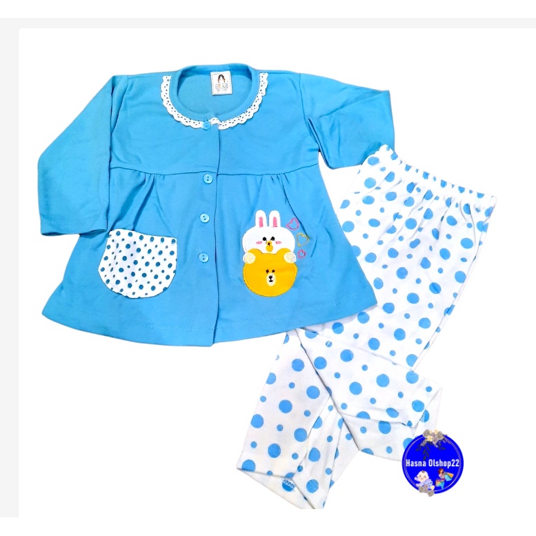Setelan Baju Bayi Piyama Bayi Panjang Perempuan KELINCI BORDIR Yeiko