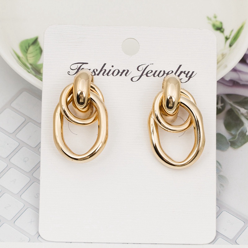 Fancyqube Anting Stud Desain Twist Bahan Alloy Untuk Anak Perempuan