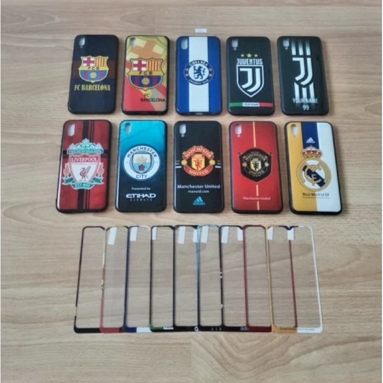 Case + Tempered glass Vivo 1820 1929 Fuze Case Football Club Vivo Y91c Y1s