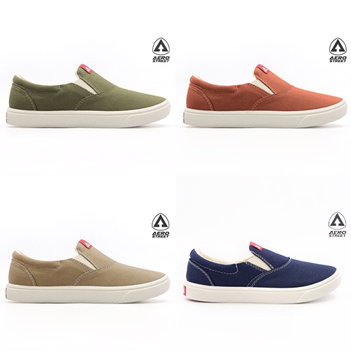 Aerostreet 36-45 Comfy Slip-On Army / Merah Bata / Khaki / Navy - Sepatu Sneakers Slip-On Casual Pri