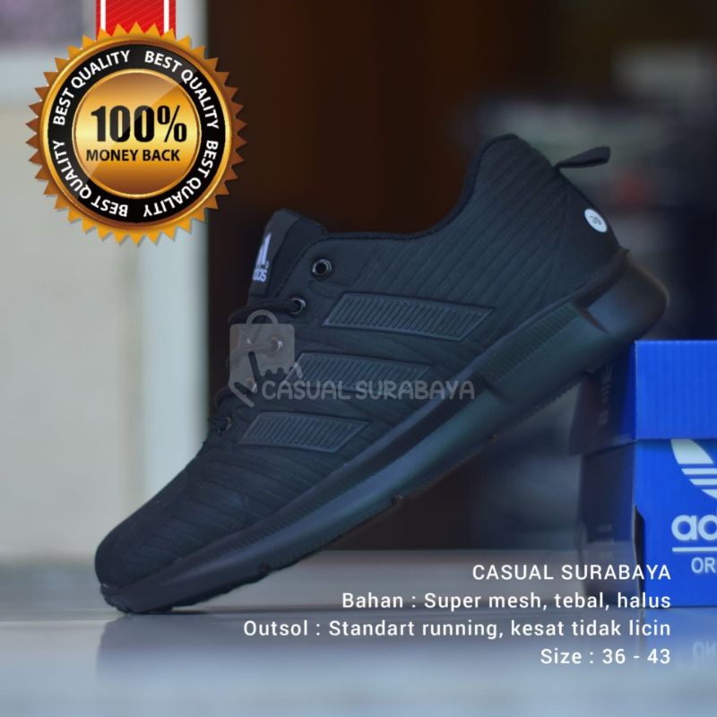 CASUAL SURABAYA - Sepatu Sekolah Hitam Full. Sepatu Adidas Hitam Polos. Sepatu Hitam Laki Perempuan