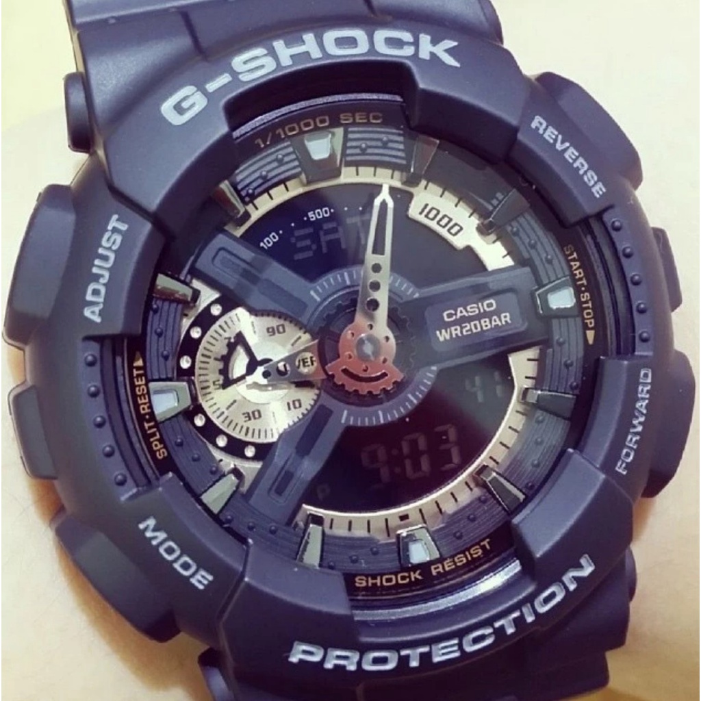 Casio Gshock GA-110RG-1A GA110 Digital Analog Watch Black Gold Autolight Fullset