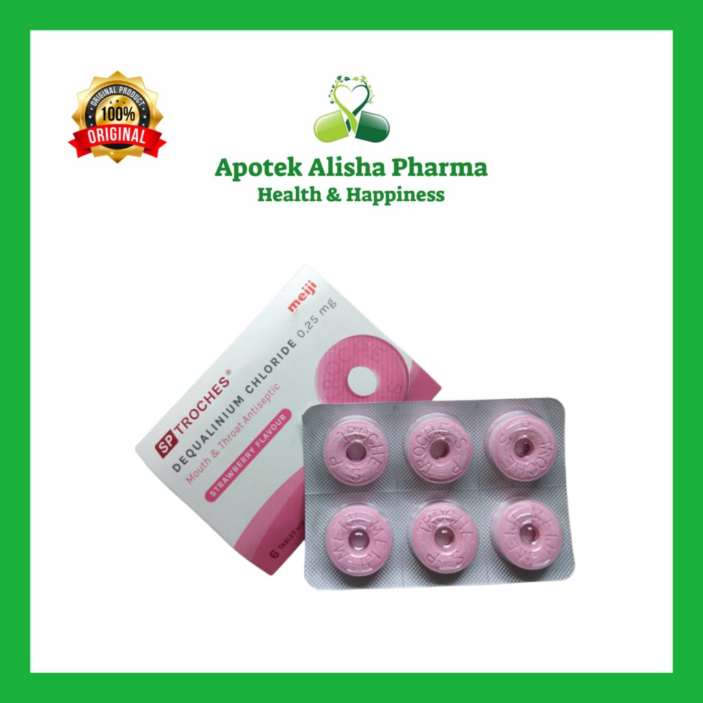 SP TROCHES MEIJI ANAK isi 12 Tablet &amp; 6 Tablet-SP Troches Tablet Hisap Antiseptik Mulut Sakit/Radang/Gatal Tenggorokan Sariawan Anak