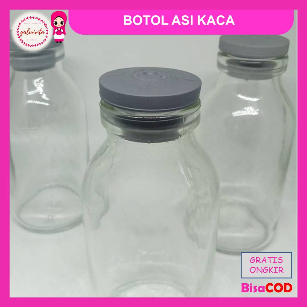 Botol Penyimpan Asi Tutup Karet / Botol Asi Kaca 100 Ml Tutup Karet