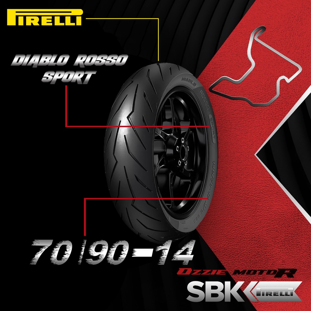 BAN PIRELLI DIABLO ROSSO SPORT R14 dan R17 ( 70/90 - 14 17 | 80/80- 14 17 | 80/90 - 14 17  | 90/80- 14 17 | 100/80-17 ) TUBLESS SOFTCOMPOUND BAN RACING  ORIGINAL