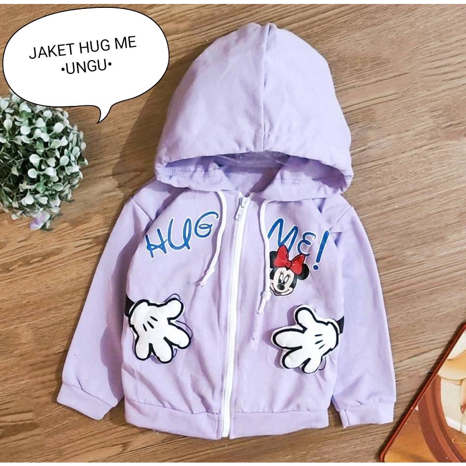 Jaket Bayi Perempuan / Baju Atasan Anak Cewek Hoodie Usia 3-12 Bulan Motif Jaket Hug Me Dan Angsa