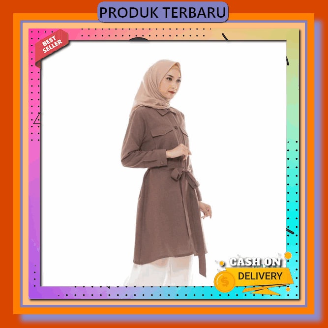Flana Tunik Premium / Kemeja Panjang / Baju Flanel Long Tunik Kerja Ootd Kantoran Polos Basic Terlar