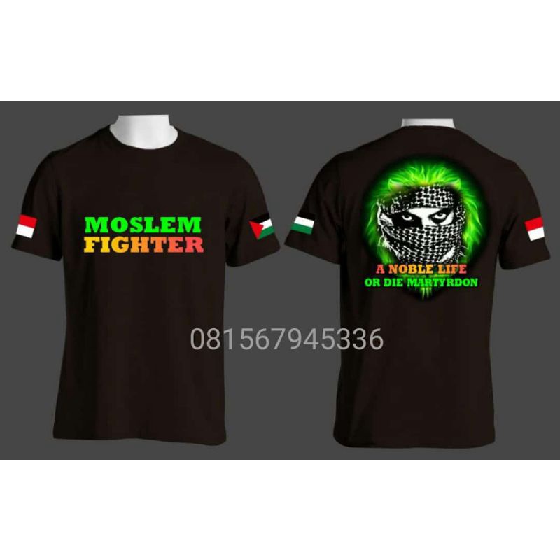 kaos palestine sablon keren murah moslem fighter model jahitan palestina
