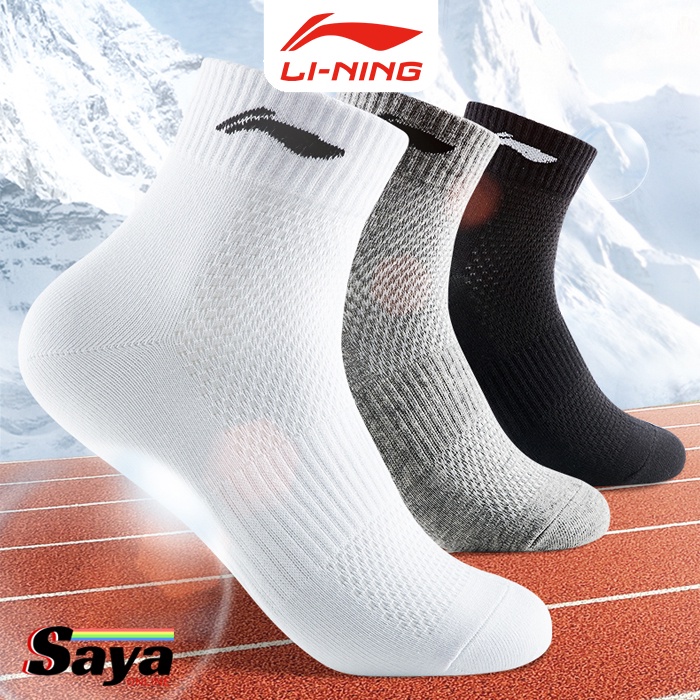 LiNing Kaos kaki badminton, olahraga, running, 3 PASANG, 100% original