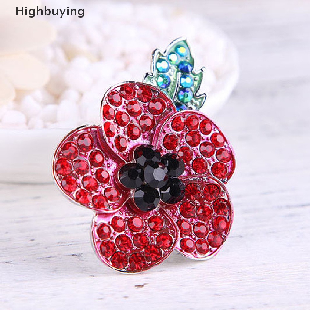 Hbid 1Pc Bros Pin Enamel Desain Poppies Hias Kristal Untuk Wanita Glory