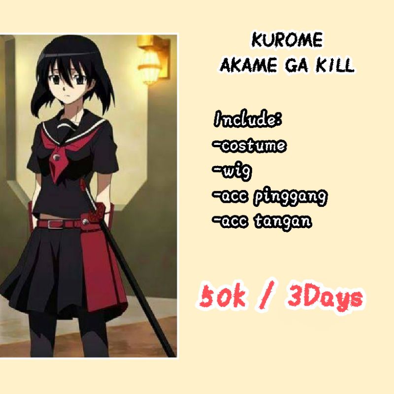 RENTAL COSTUME KUROME ANIME AKAME GA KILL