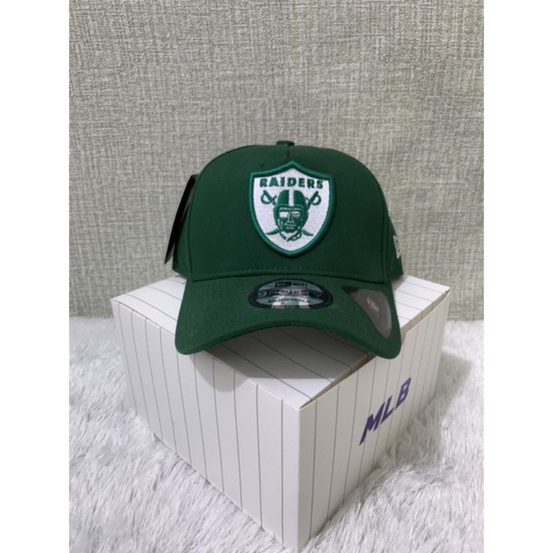 Topi raiders / bahan hijau / logo abu hijau/9forty A frame topi premium
