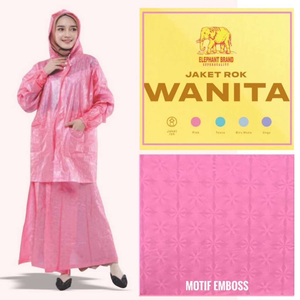 Jas Hujan Rok Wanita Murah Jaket Rok Naida merk elephant