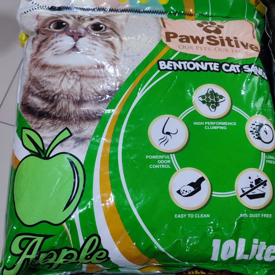 Pasir kucing wangi gumpal Pawsitive 10 liter Apple