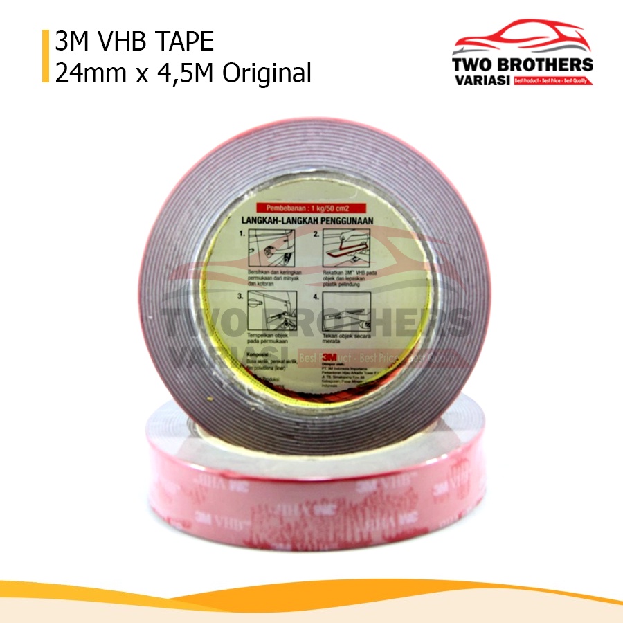 Double Tape 3M VHB 24 mm x 4.5 meter Asli Original