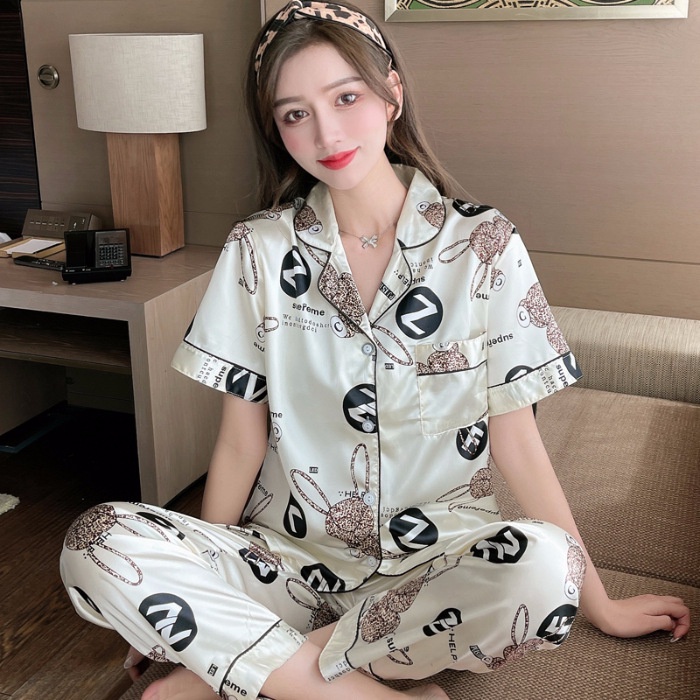 TELLY ➡️ 344 Piyama Wanita Dewasa Model Kemeja Bahan Satin CP Lengan Pendek Celana Panjang Import High Quality Sleepwear