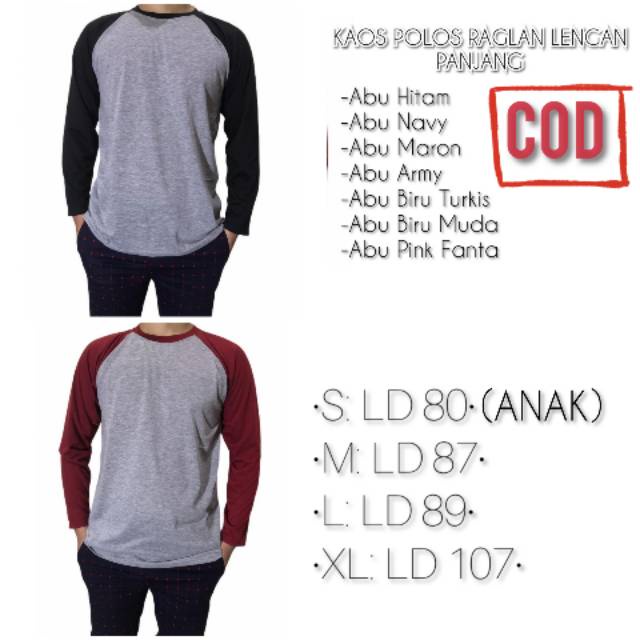 KAOS RAGLAN UNISEX LENGAN PANJANG DAN KARAKTER
