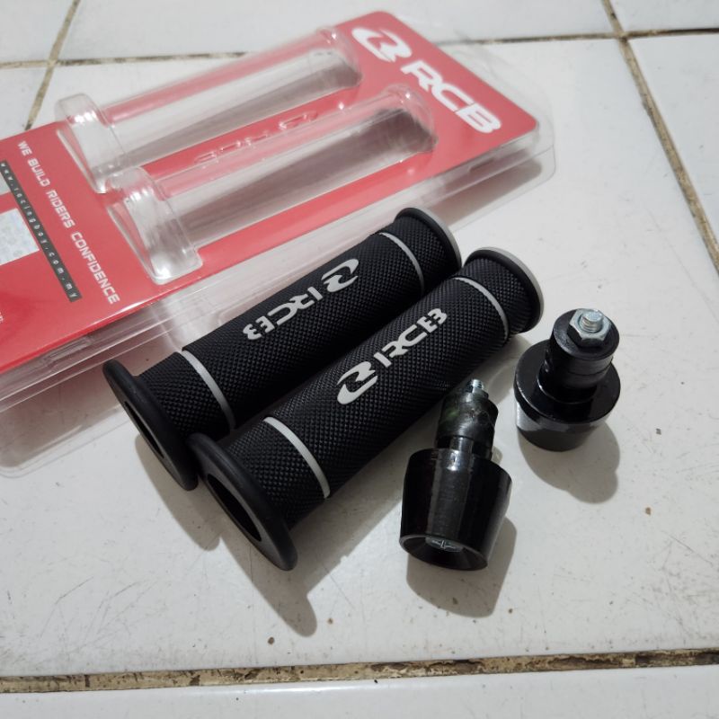 Handgrip RCB original HG55 grey sarung gas plus jalu stang black semua motor