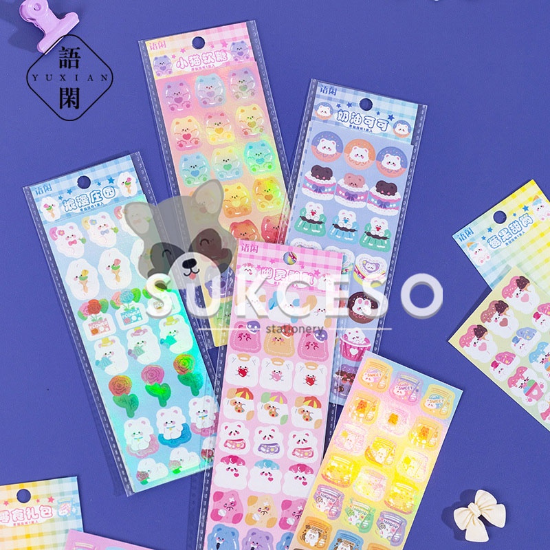 

Bear and Rabbit Fantasia Diary Deco Stickers / Stiker Tempel Motif Gambar Lucu