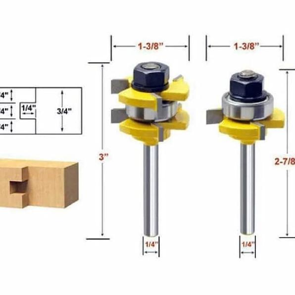 Mata profil Tongue & Groove Panel Pintu jendela / router bit set