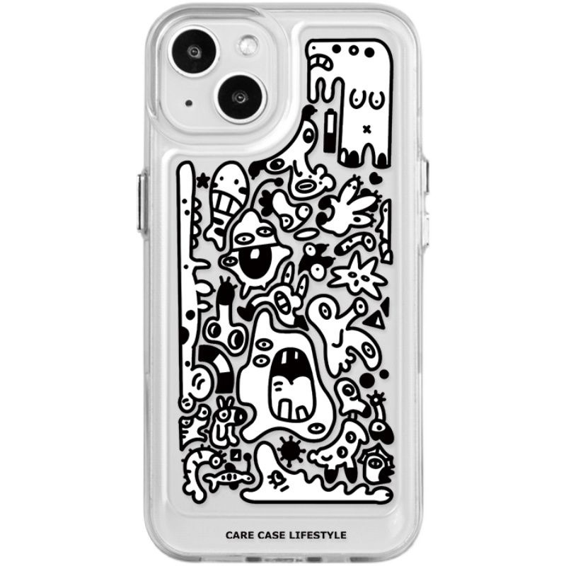 IPHONE Abstrak Soft Case Kompatibel Untuk Iphone14 13 12 11 Pro XS Max XR X8 7 Plus Casing Ponsel Silikon Transparan TPU Shockproof Cover