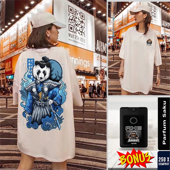 OVERSIZE T SHIRT SAMURAI PANDA CHAOZ KAOS JEPANG PANDA BIG SIZE UP 5XL