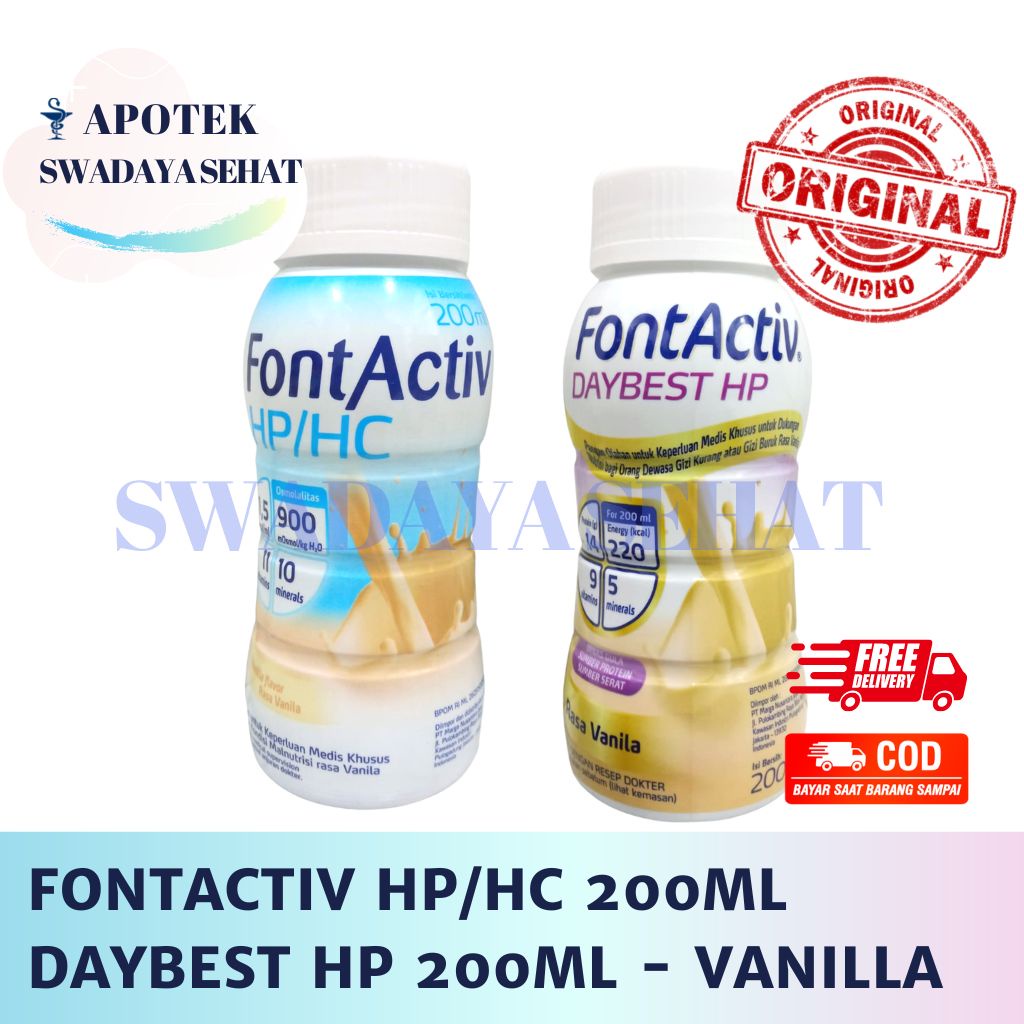 FONTACTIV HP/HC 200ML DAYBEST HP Rasa Vanilla - Minuman Tinggi Protein Penurun Berat Badan Malnutrisi Hphc Diabetes FONTACTIVE