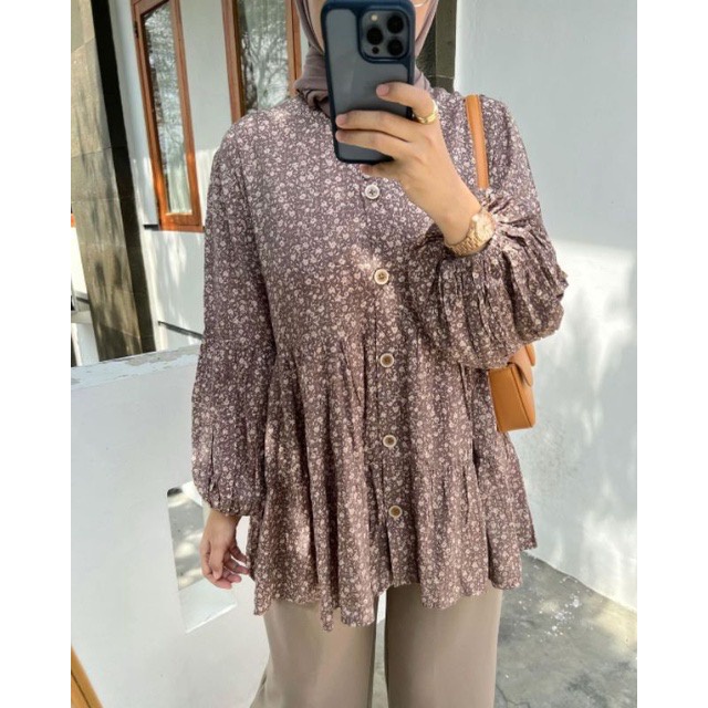 BEFAST - ZFS OOTD Blouse HEMA / MIRSANY SHAKILA BLOUSE / Aida Blouse BabyDoll LD 98 | Atasan Blouse Kemeja Lengan Balon Motif Flower Bunga