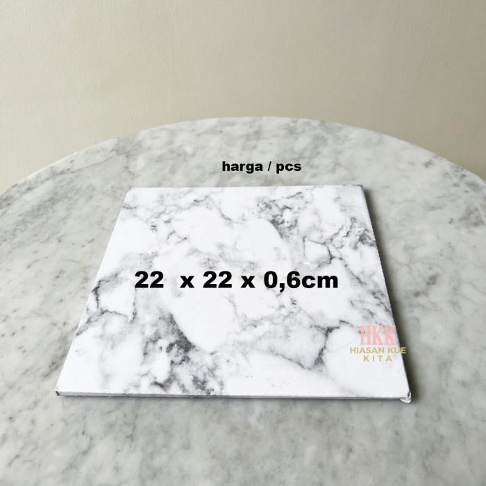 

Tatakan Alas Kue Cake Board Kotak Marble Putih 22cm