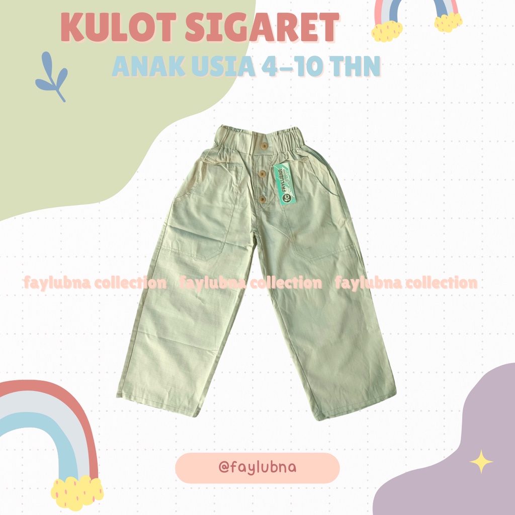 Kulot Anak Katun Sigaret 4-10 Tahun / Kulot Anak Perempuan 10 Tahun / Celana Anak Perempuan / Celana kulot / Culotte Kids / Kulot Tanggung