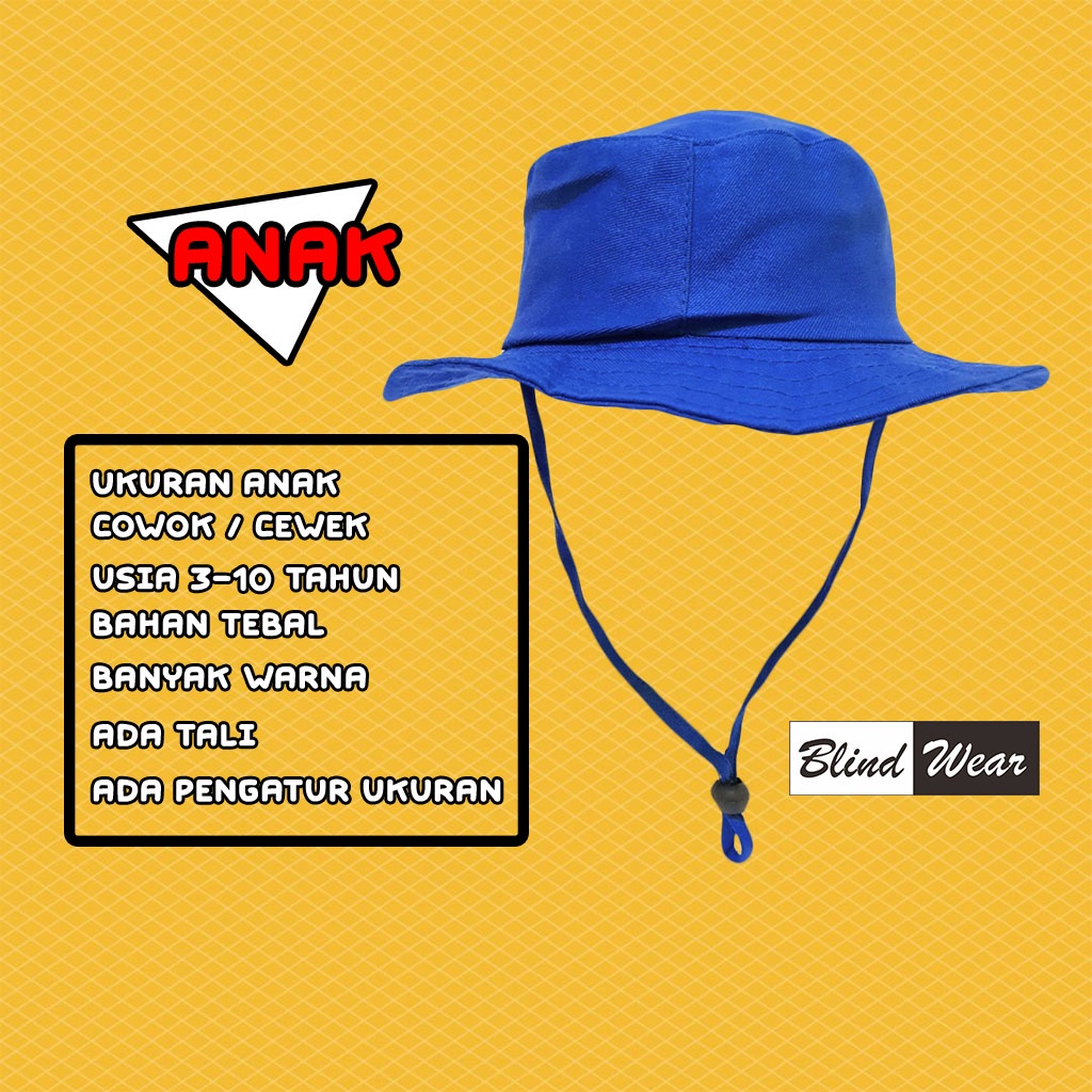 Topi Rimba Tali Anak Polos  Cowok Cewek