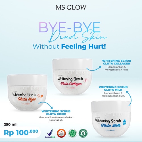 GLUTA SOAP &amp; WHITENING SCRUB MSGLOW SABUN SERUM SABUN/SCRUB PEMUTIH KULIT