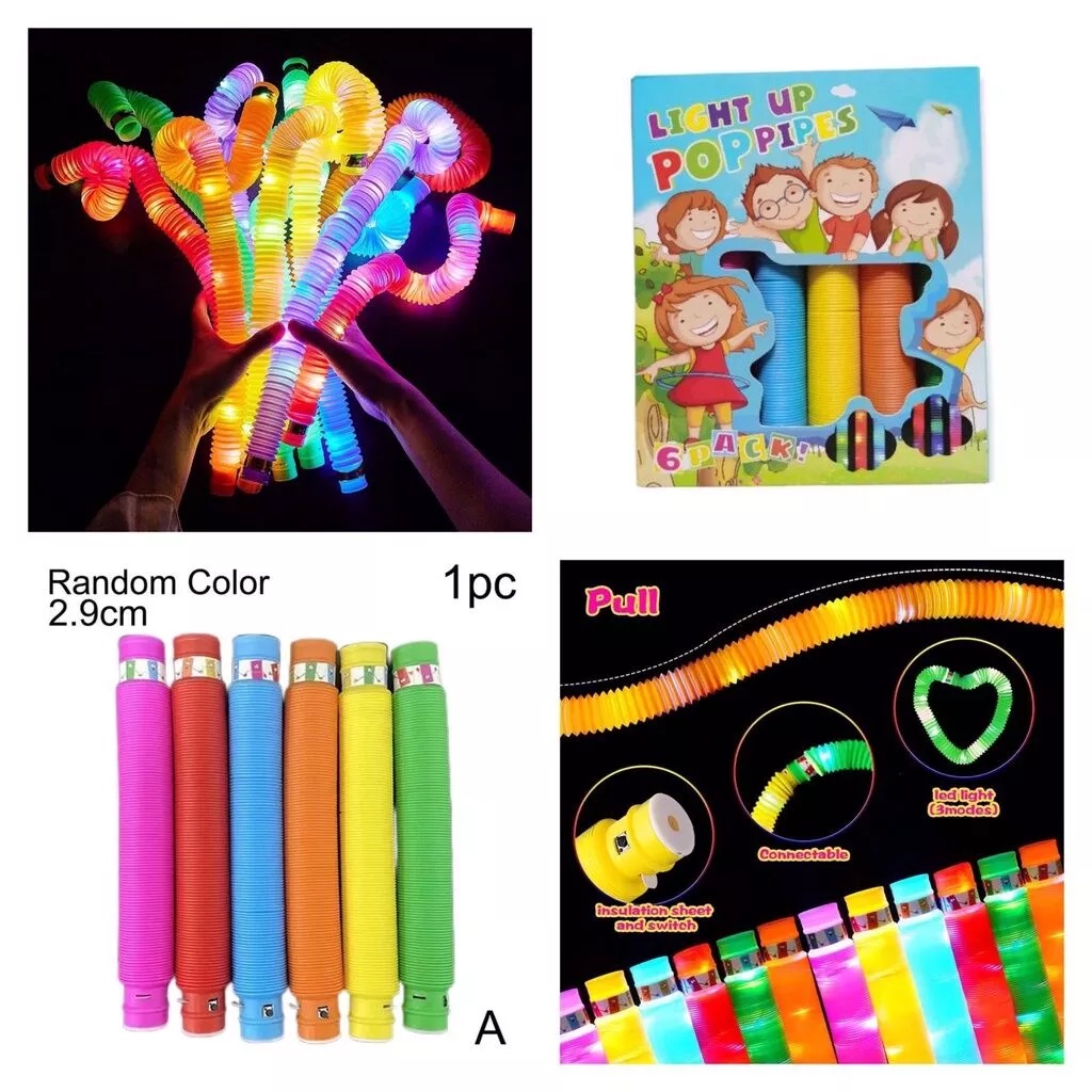 U0221 Mainan Pipa Lampu Pop Tubes Light Up Edition Glow Pipa Nyala Anak Premium Import