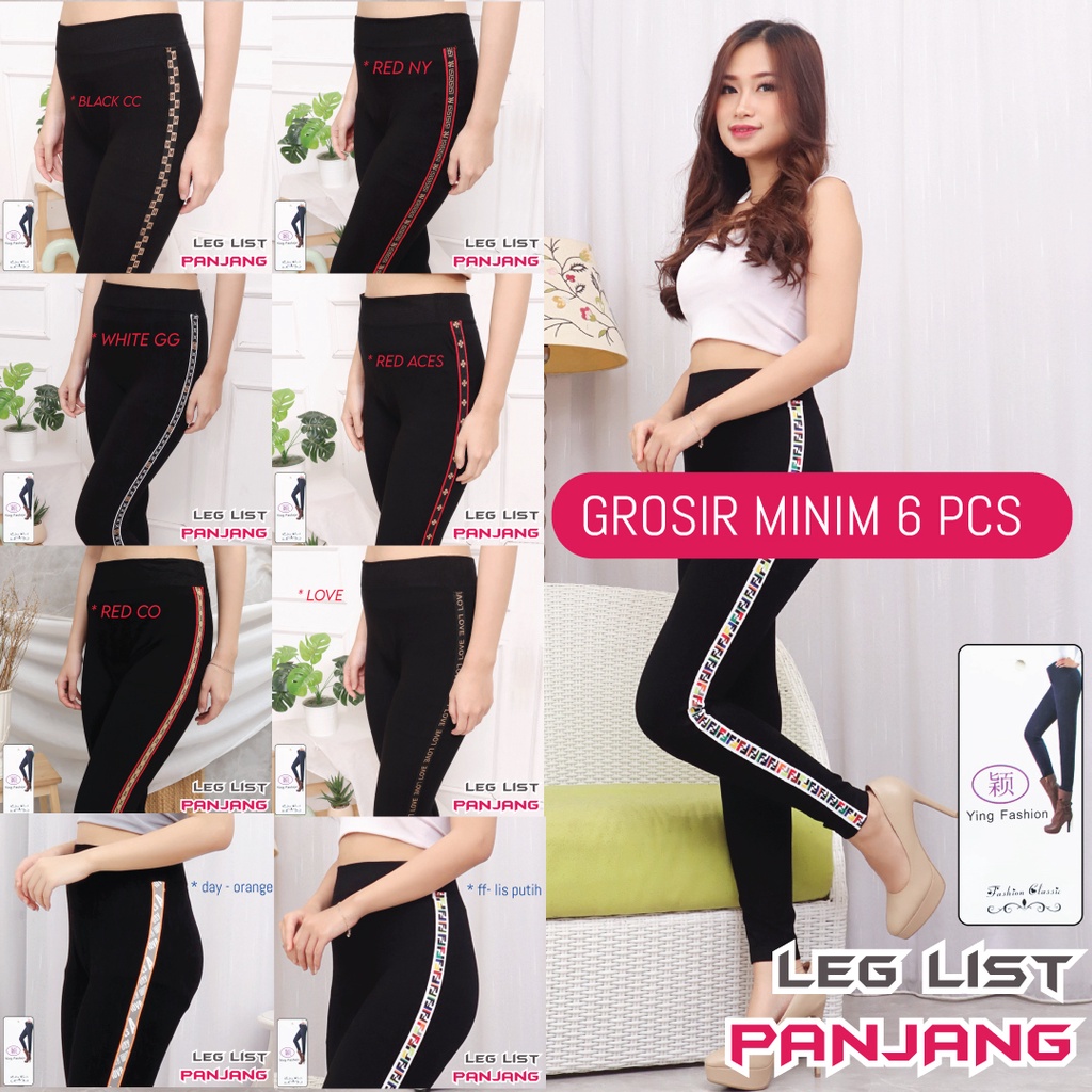 [Grosir Minim 5 pcs ] Legging List Samping Panjang / Legging import fashion wanita / legging import wanita / legging fashion wanita