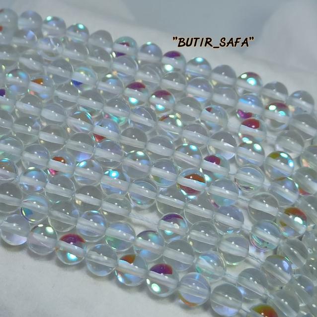 BAHAN GELANG BATU KALIMAYA INDIA MERMAID ANGEL GLASS 6MM - 8 mm, 1string/renteng